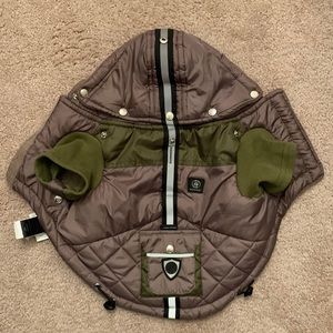 Small dog jacket with detachable hood
